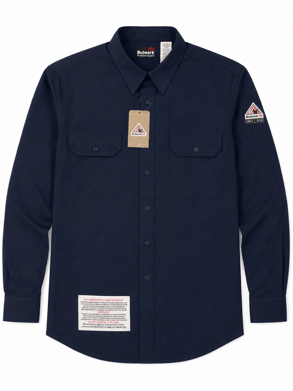 Bulwark FR Cat 2 Navy Button Down Long Sleeve Work Shirt Men’s XL Long NWT